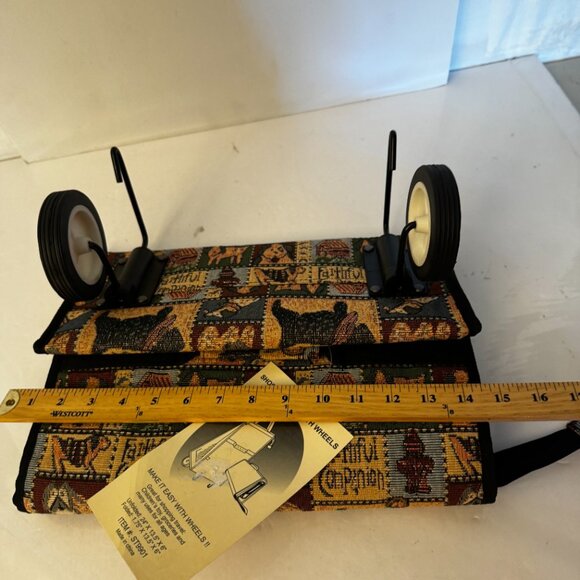 Scottie Tapestry Rolling Travel Collapsible Bag on Wheels Vtg Portable Travel To - Picture 16 of 16